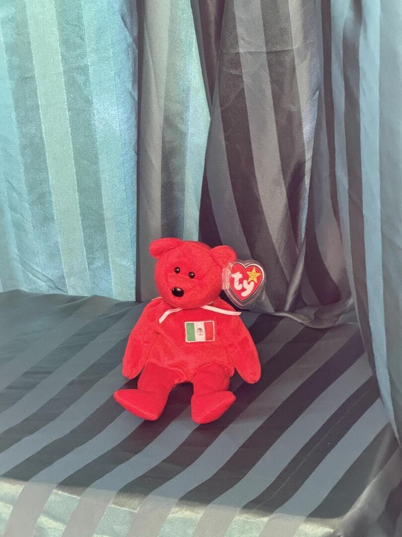 Ty Beanie Baby 'Osito' Mexico Bear Plush 1999 - Red Vintage Stuffed Animal