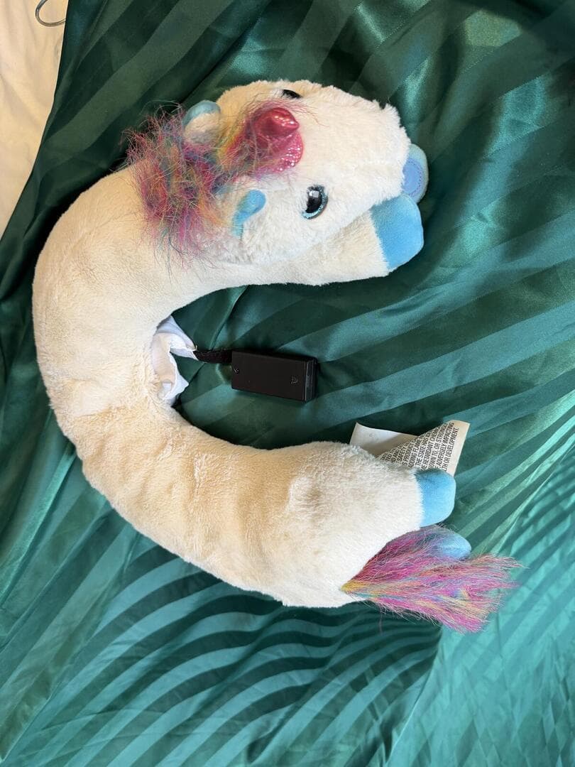 Plush Unicorn Neck Pillow with Battery Pack - Cozy & Cute