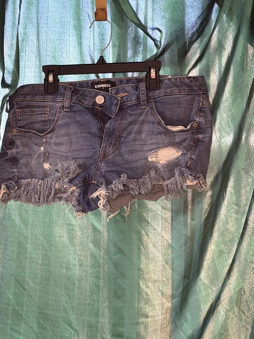 Express Women's Denim Shortie Low Rise Shorts Size 8