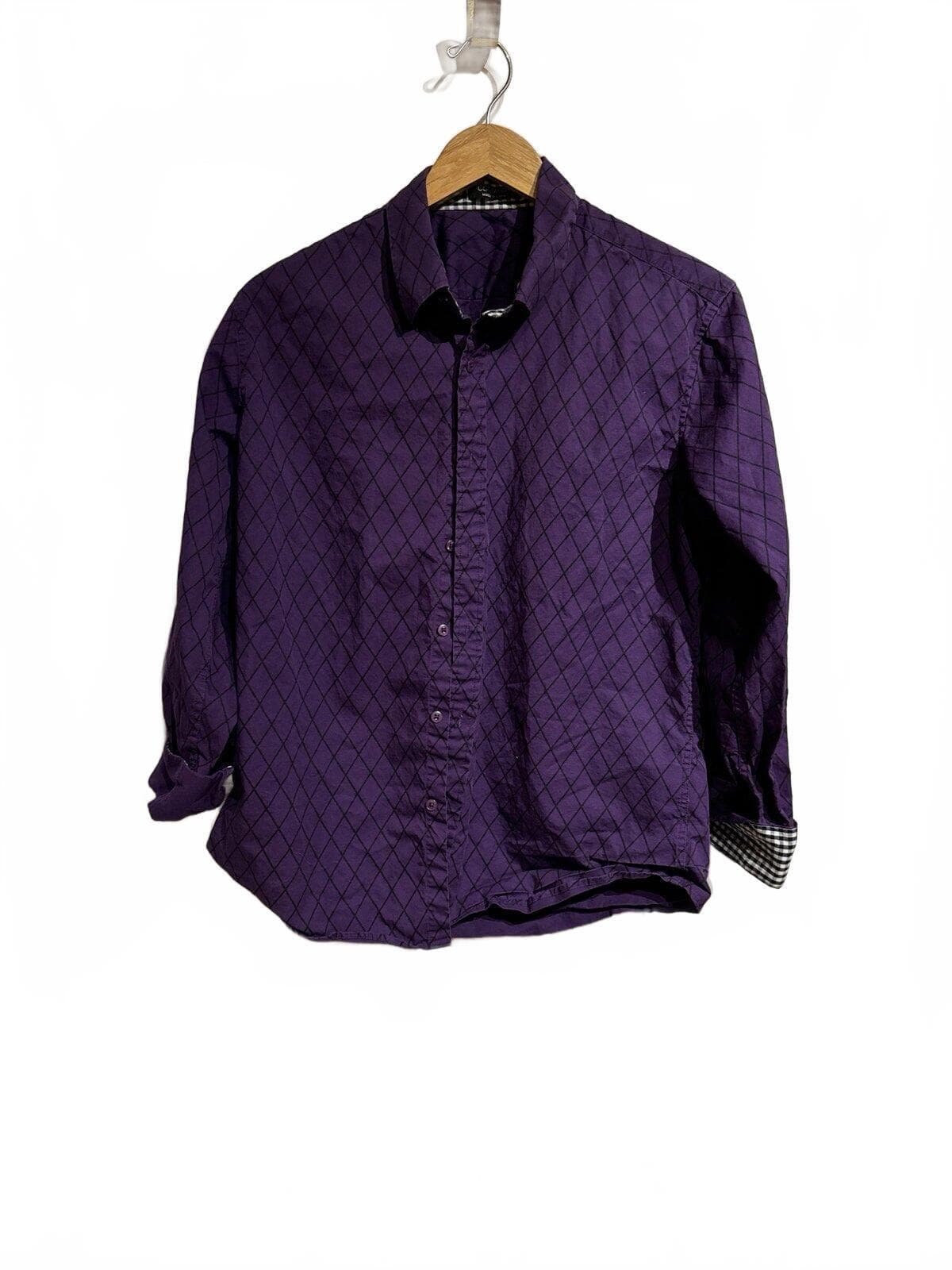 Coofandy Purple Checkered Dress Shirt with Gingham Detail