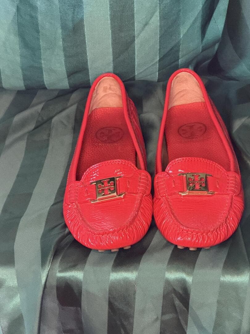 Tory Burch Red Patent Leather Driving Moccasins - 7M Loafers