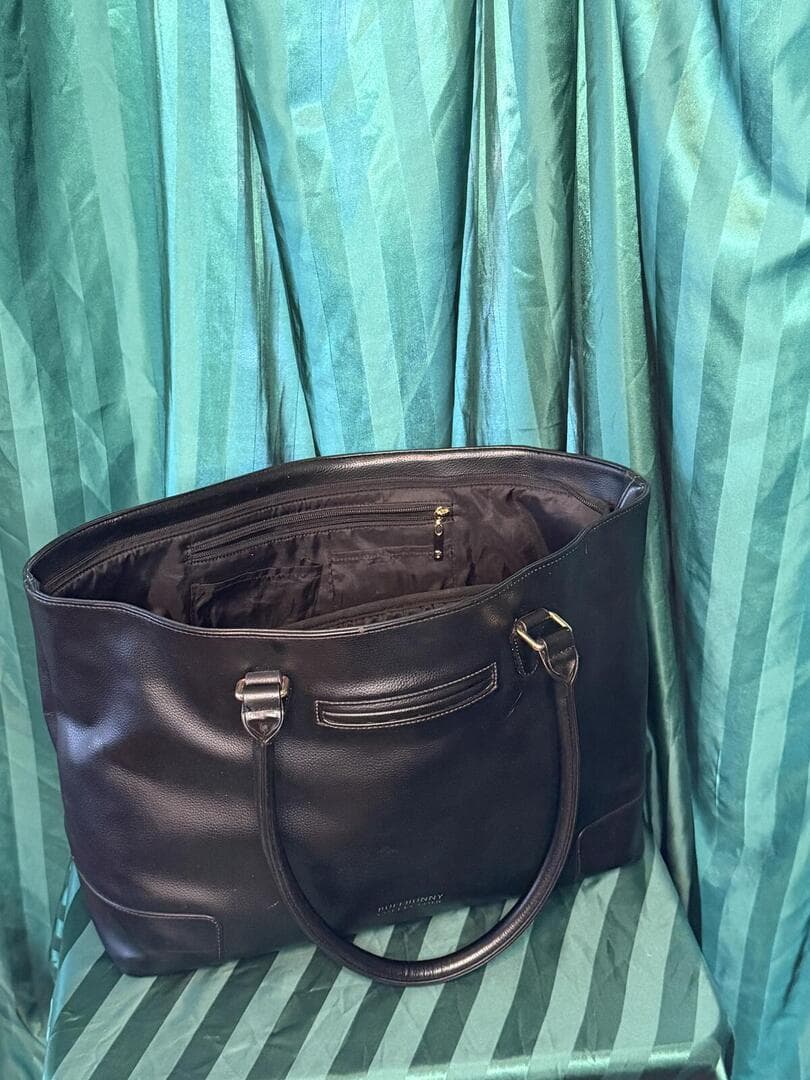 Buff Bunny Collection Black Leather Tote Bag Insulated