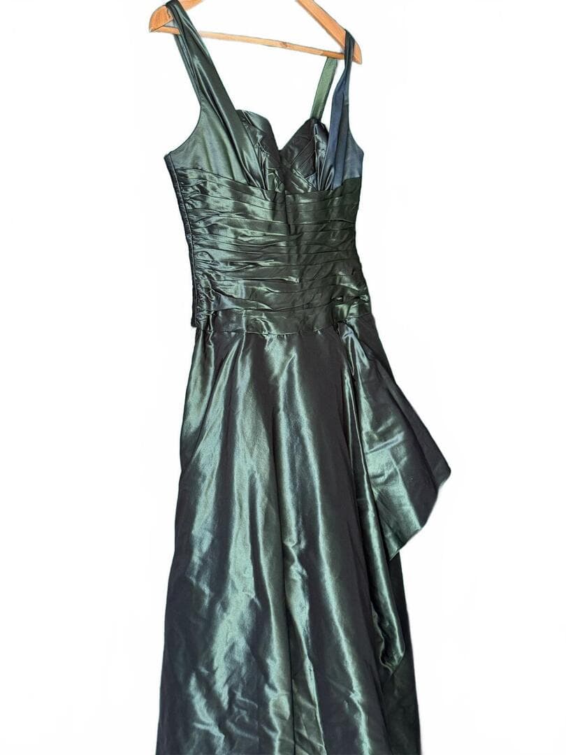VINTAGE Teri Jon Rickie Freeman Emerald Silk Gown Size 10