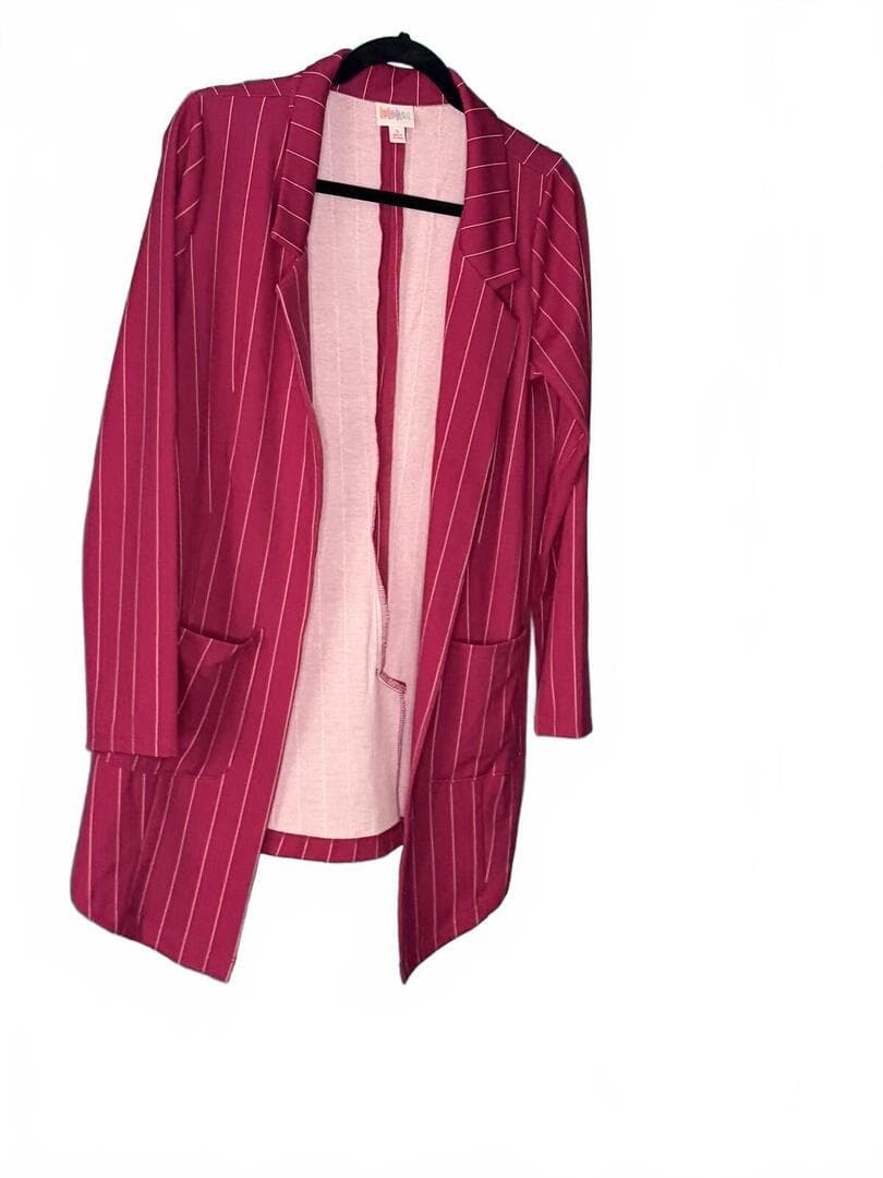 LuLaRoe Pink Pinstripe Open Cardigan Small