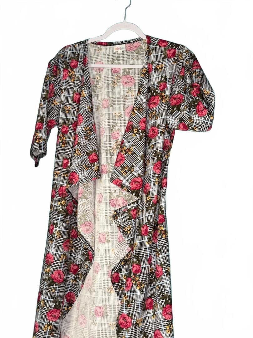 LuLaRoe Floral Plaid Kimono Cardigan - Flowery & Fabulous