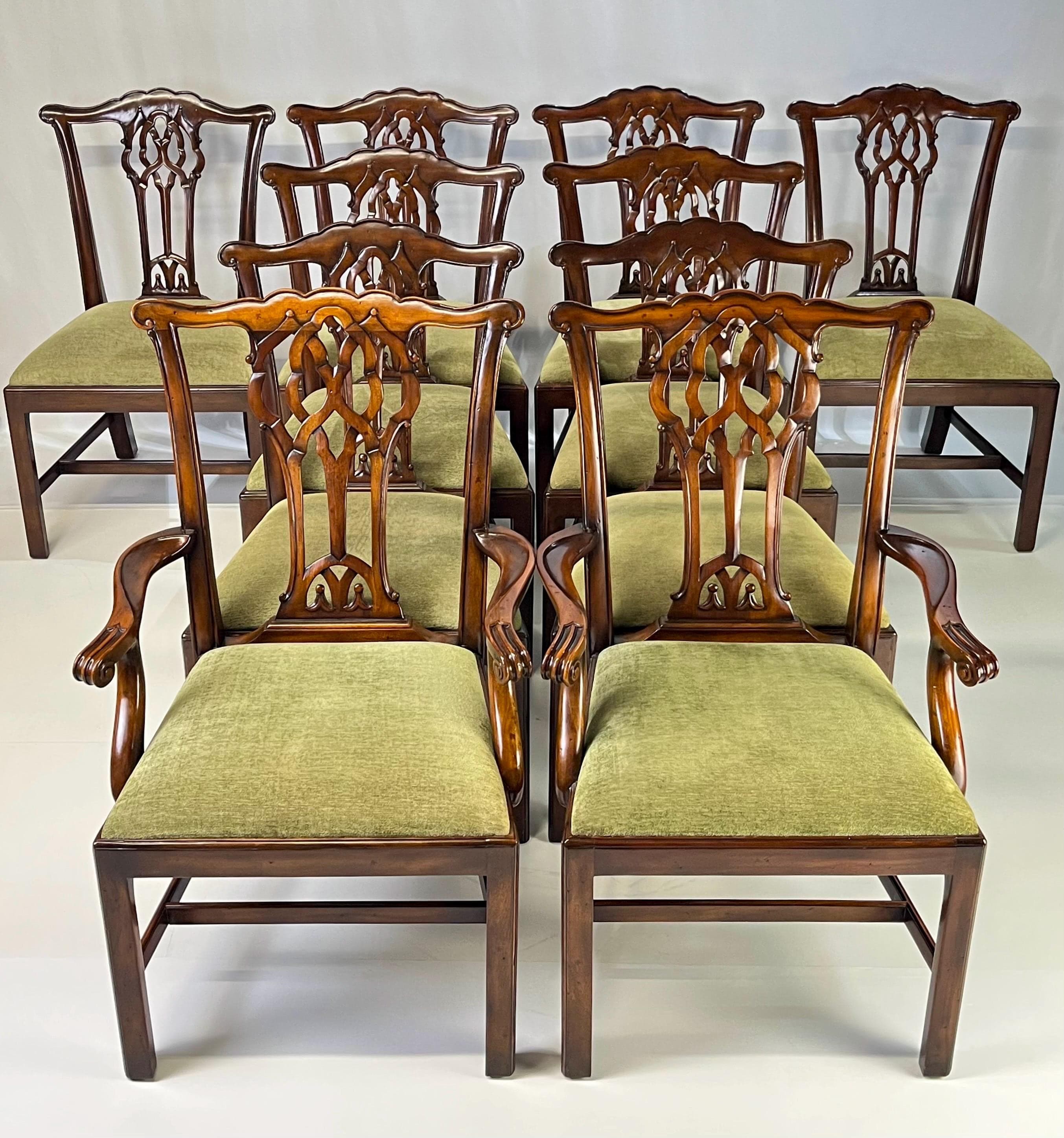 Theodore Alexander Althorp Collection Pierced Back Chippendale Dining Chairs - Set of 10