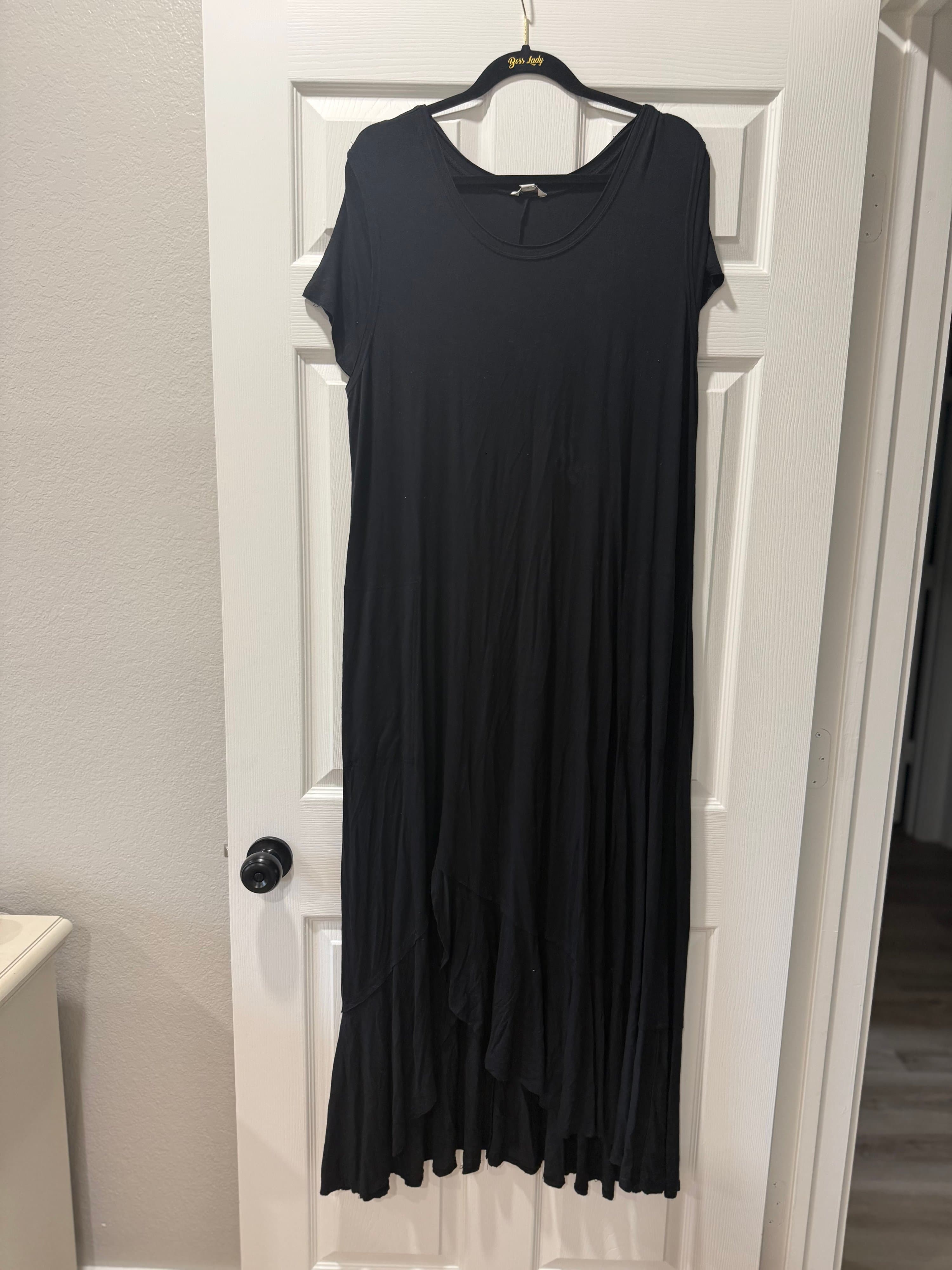 Catos Black Short Sleeve Maxi Dress XL