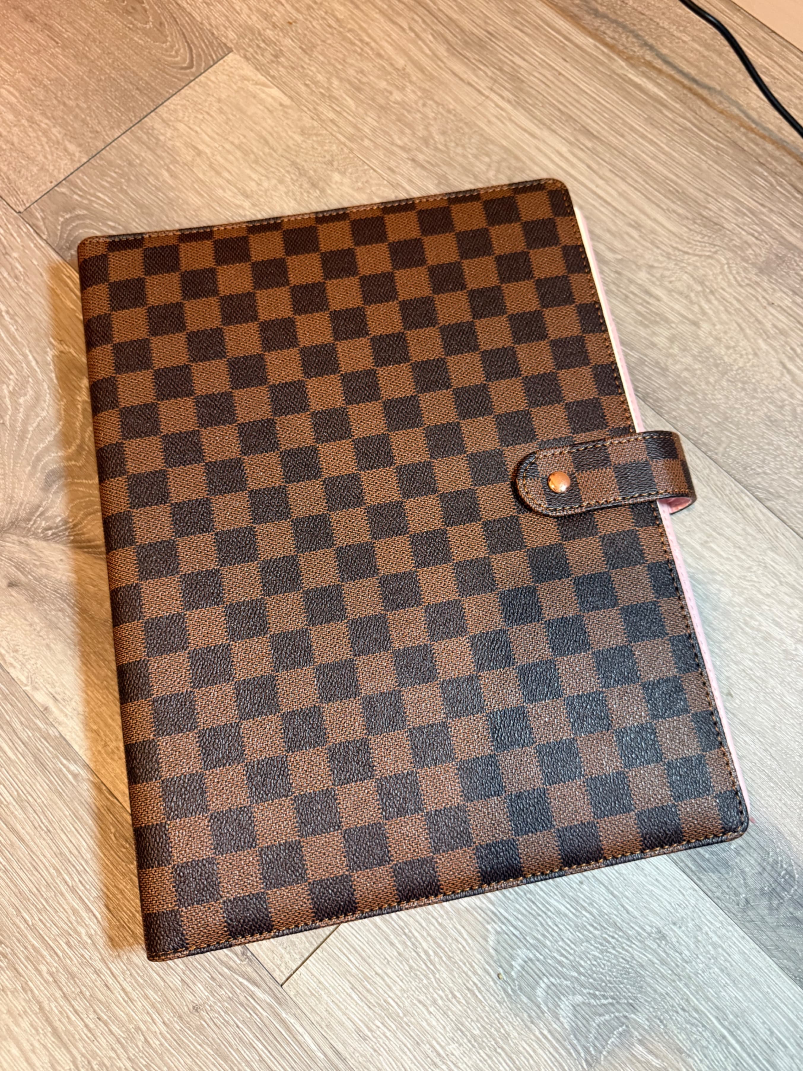 Checkered Pattern Planner with Pink Interior