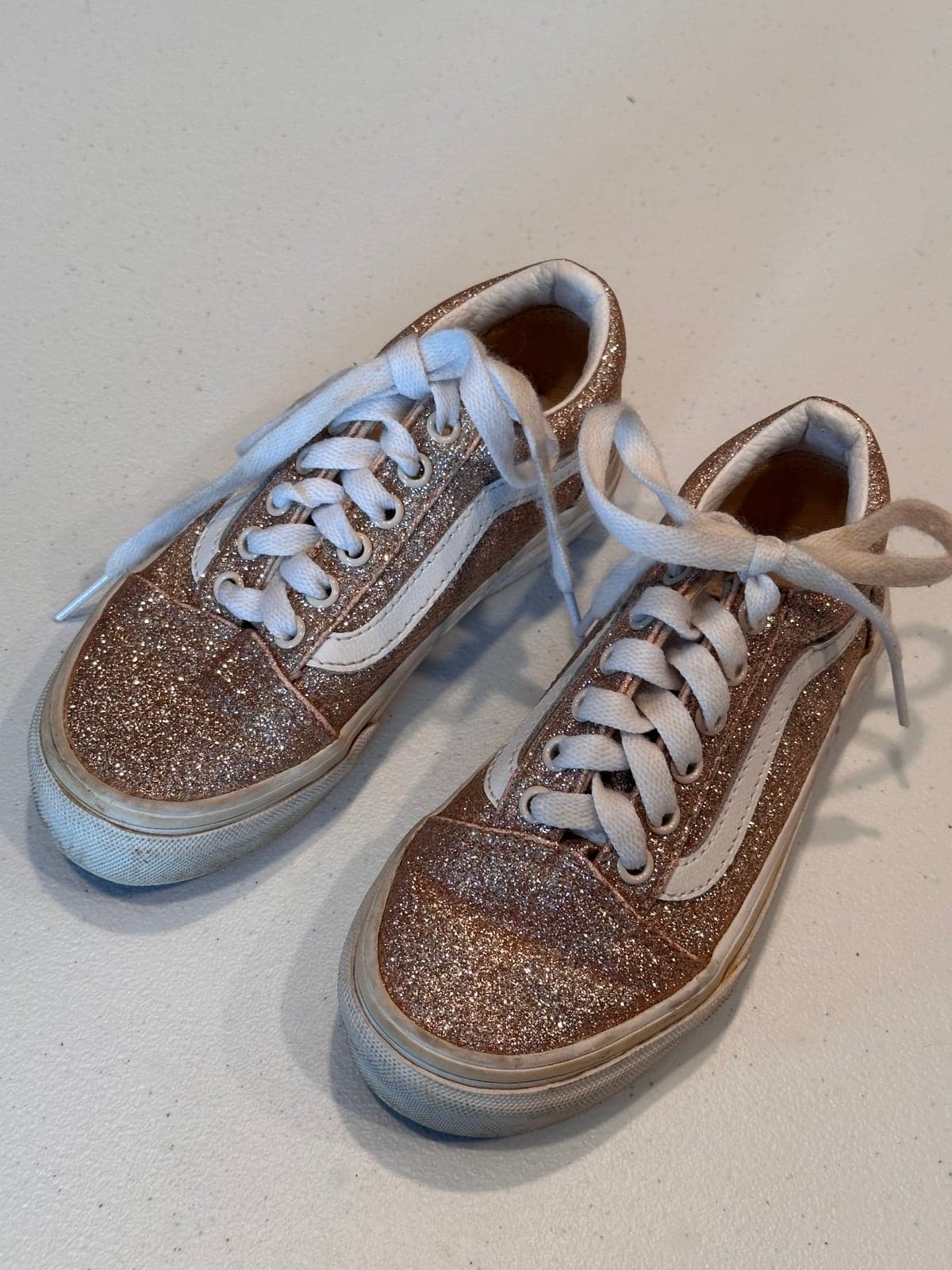 Girls Vans Glitter Rose Gold 12