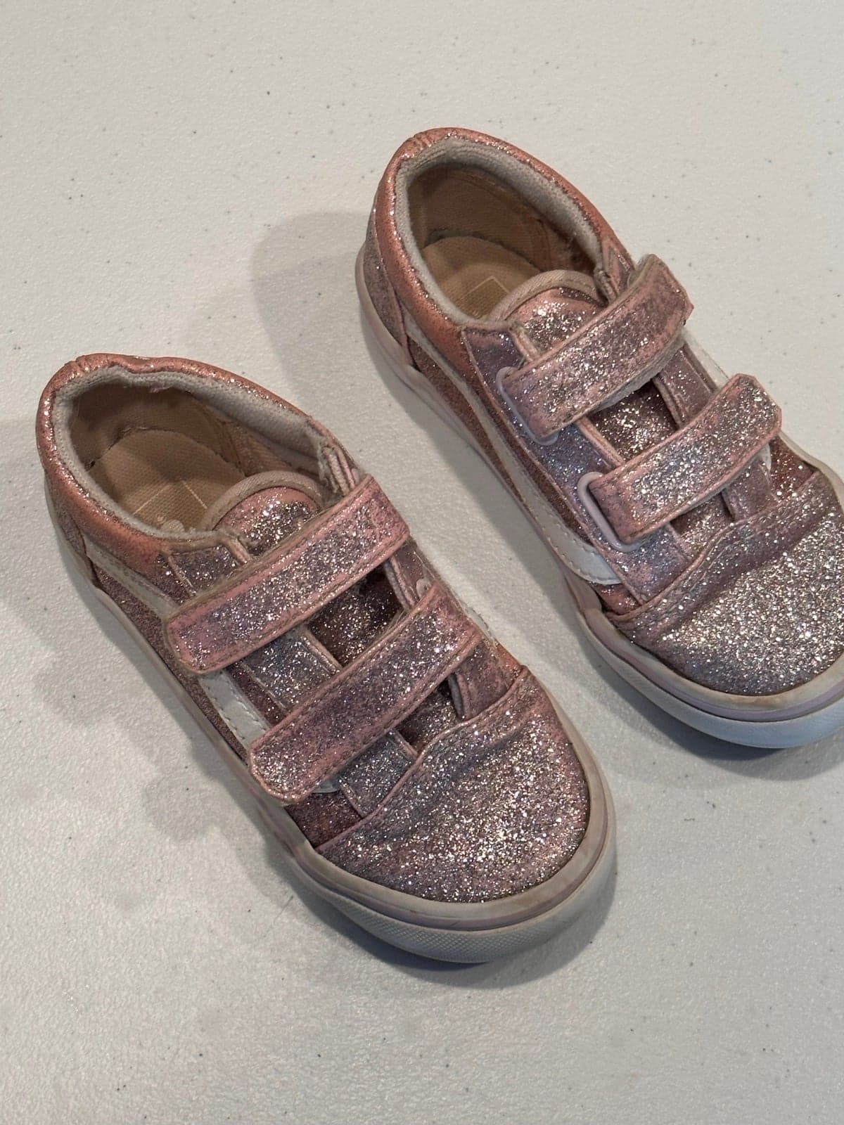 Vans Todder old Skool velcro 9 pink glitter guc