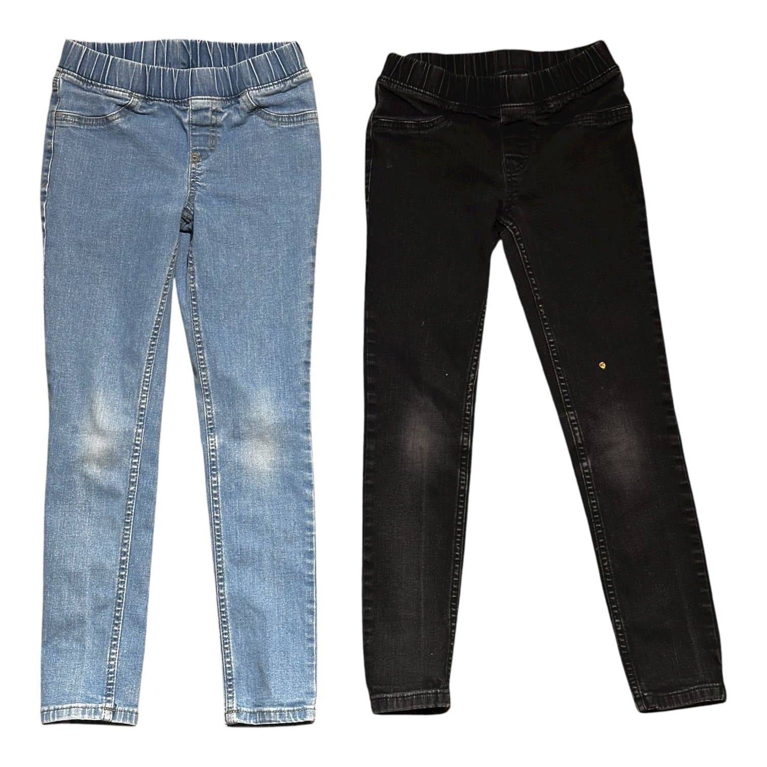 Lot of 2 Cat & Jack Elastic Waist Jeans – Size 7 (Black + Light Wash)