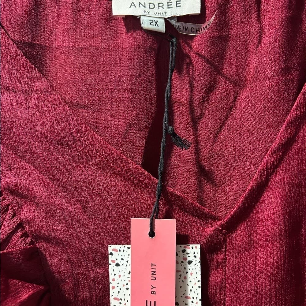 ANDREE BY UNIT Red Ruffled Long Sleeve Blouse