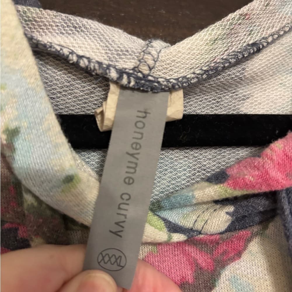 Honeyme Floral Hoodie with Pink and Blue Hues