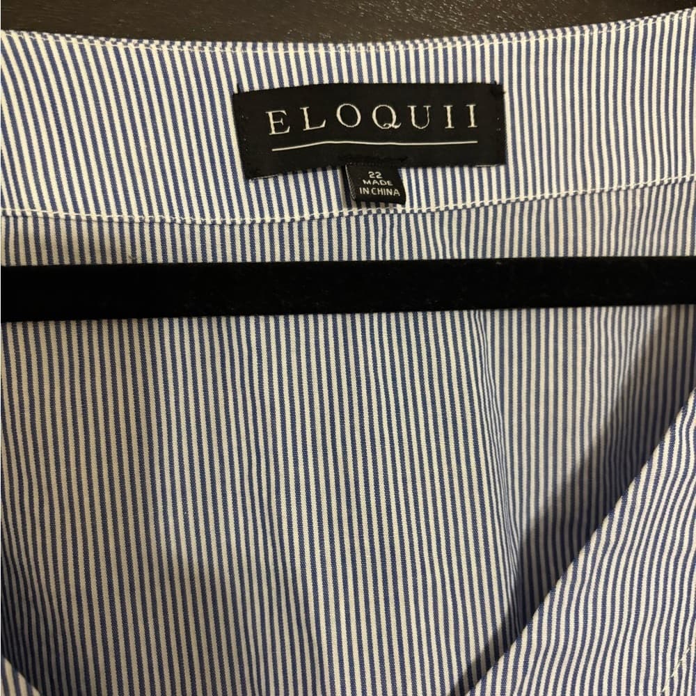 Eloquii Blue Pin Striped Women's Top