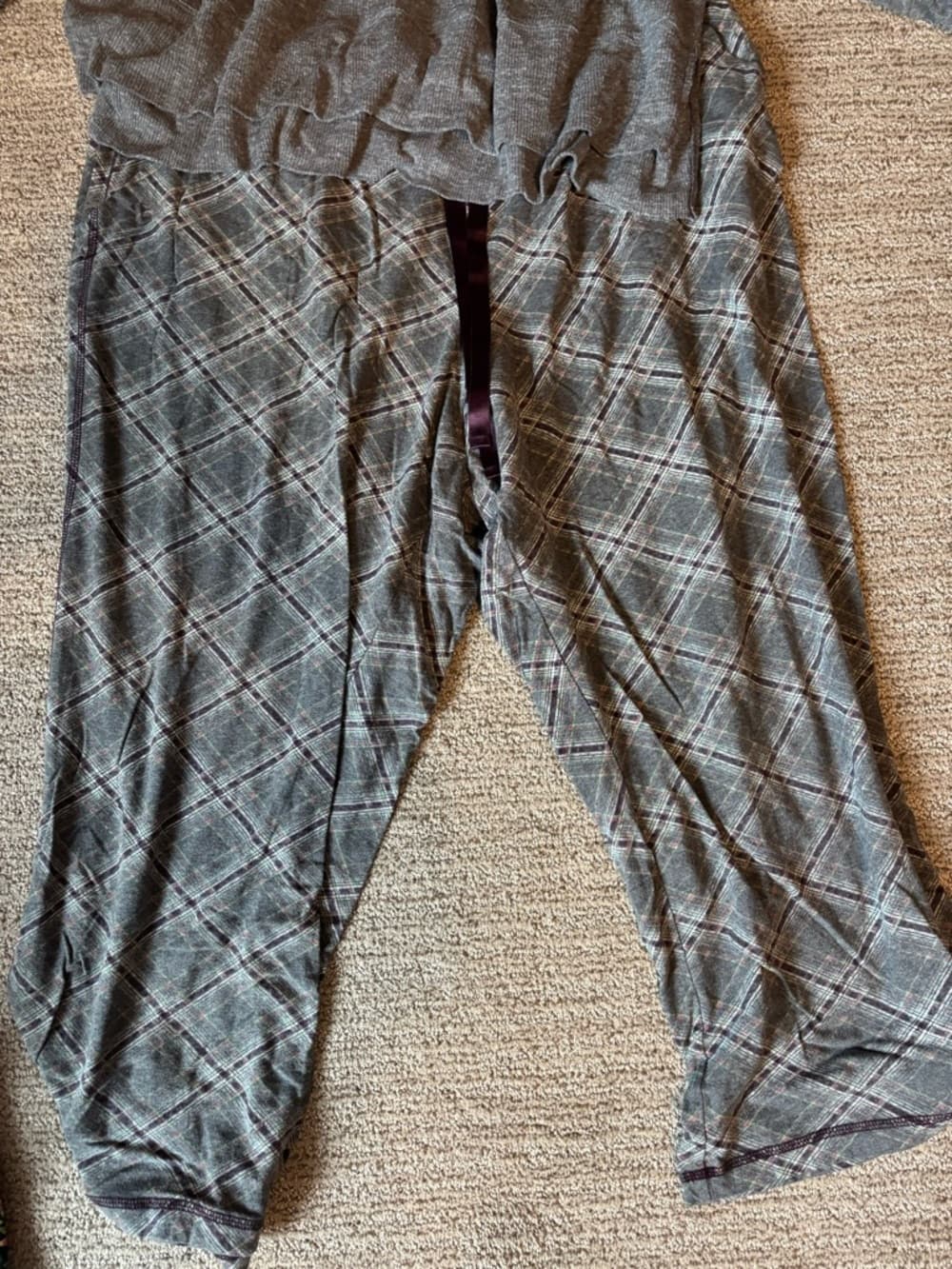 Cacique Gray Plaid Two-Piece Pajama Set
