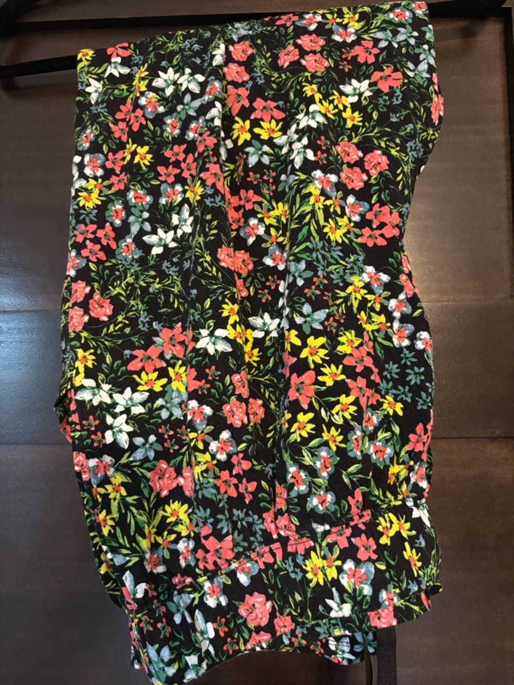 Cacique Black Floral Pajama Pants with Coral, Yellow & White Flowers
