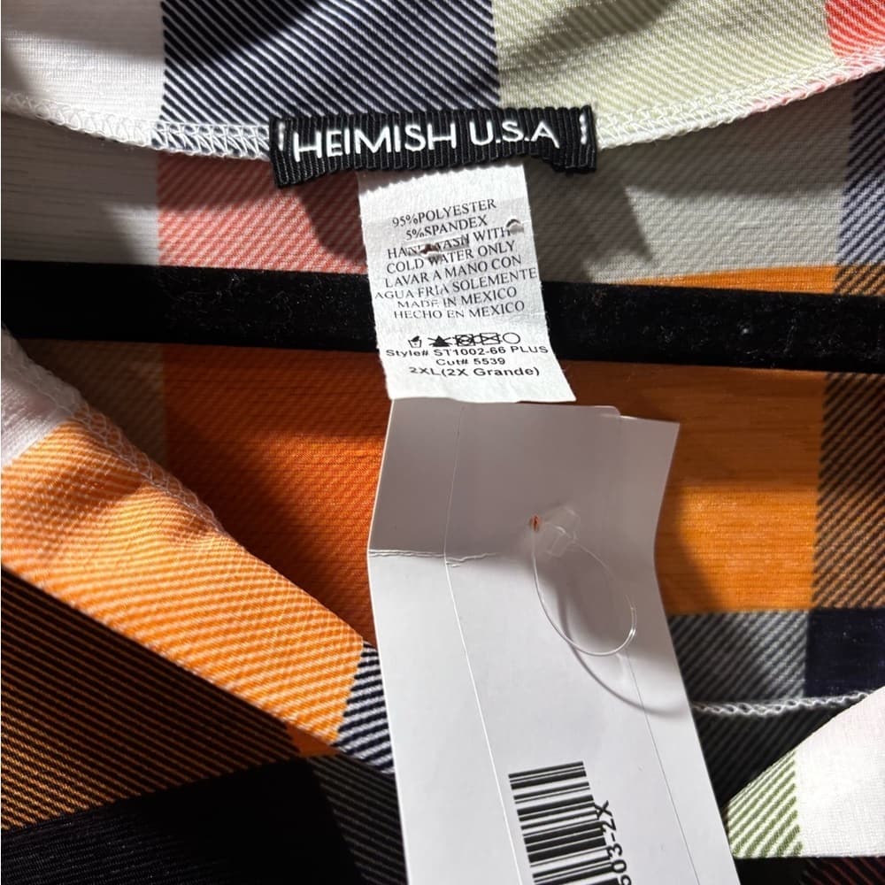 NWT Heimish USA Plaid Multicolor Women's Top 2X