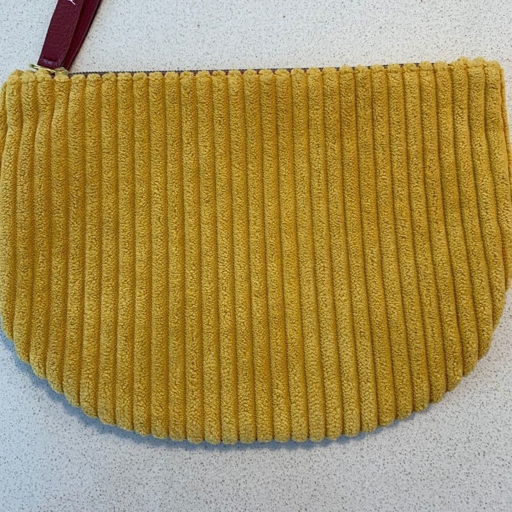 NWOT Ipsy Maroon and Mustard Corduroy Bag