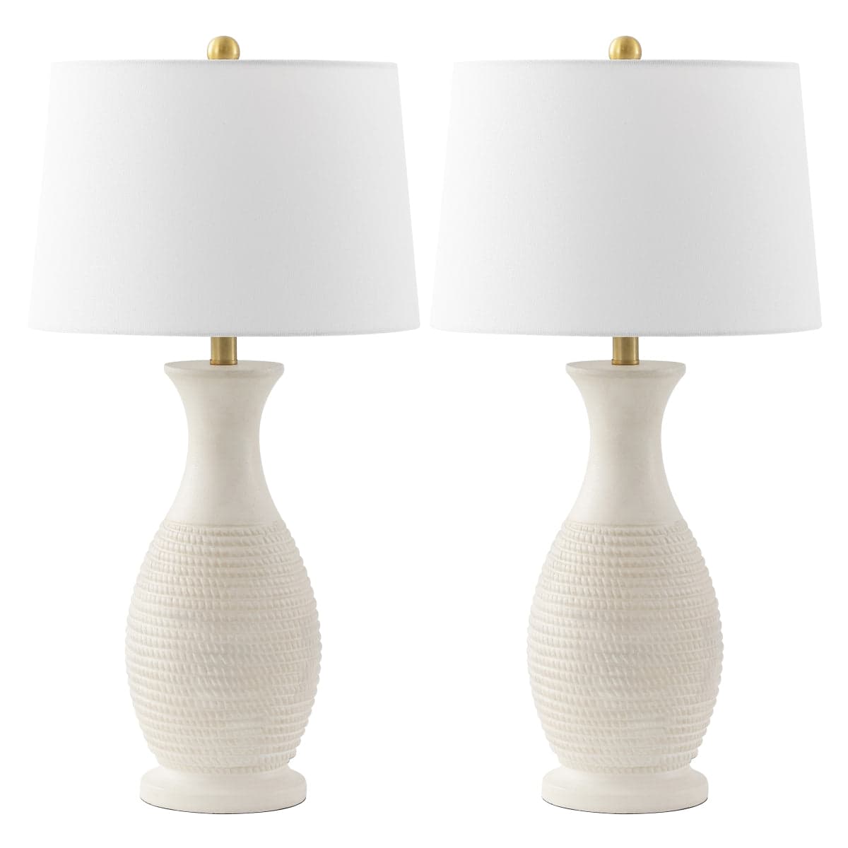Safavieh Bone White Bentlee Polyresin Table Lamp Set of 2 FFE-1459