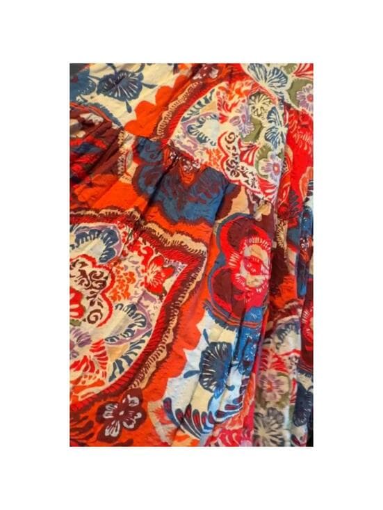 Womens Boho Floral Maxi Dress Size M Orange Cami Flowy - Image 1