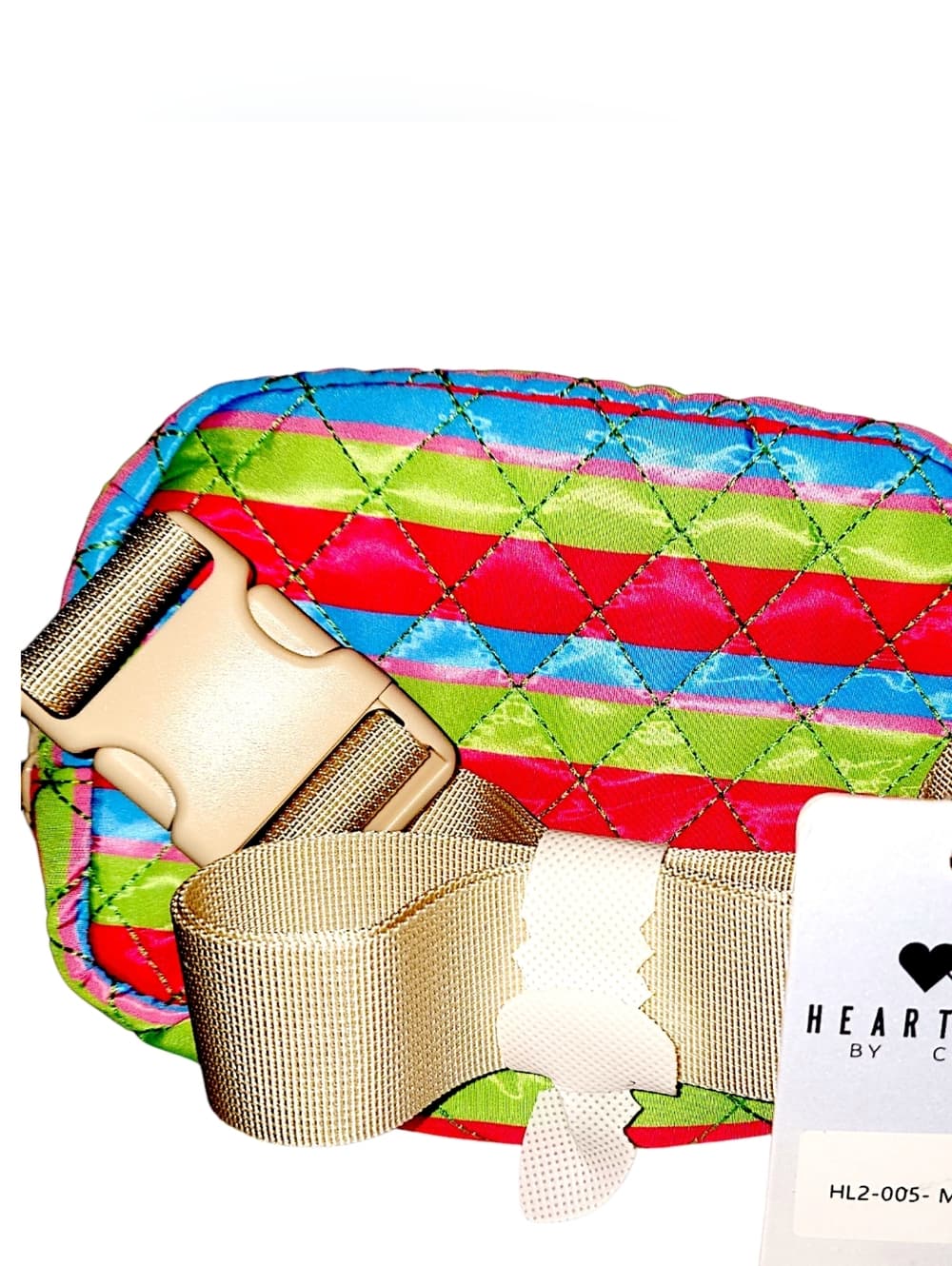 Heart Love Quilted Mini Belt Bag in Pink & Green
