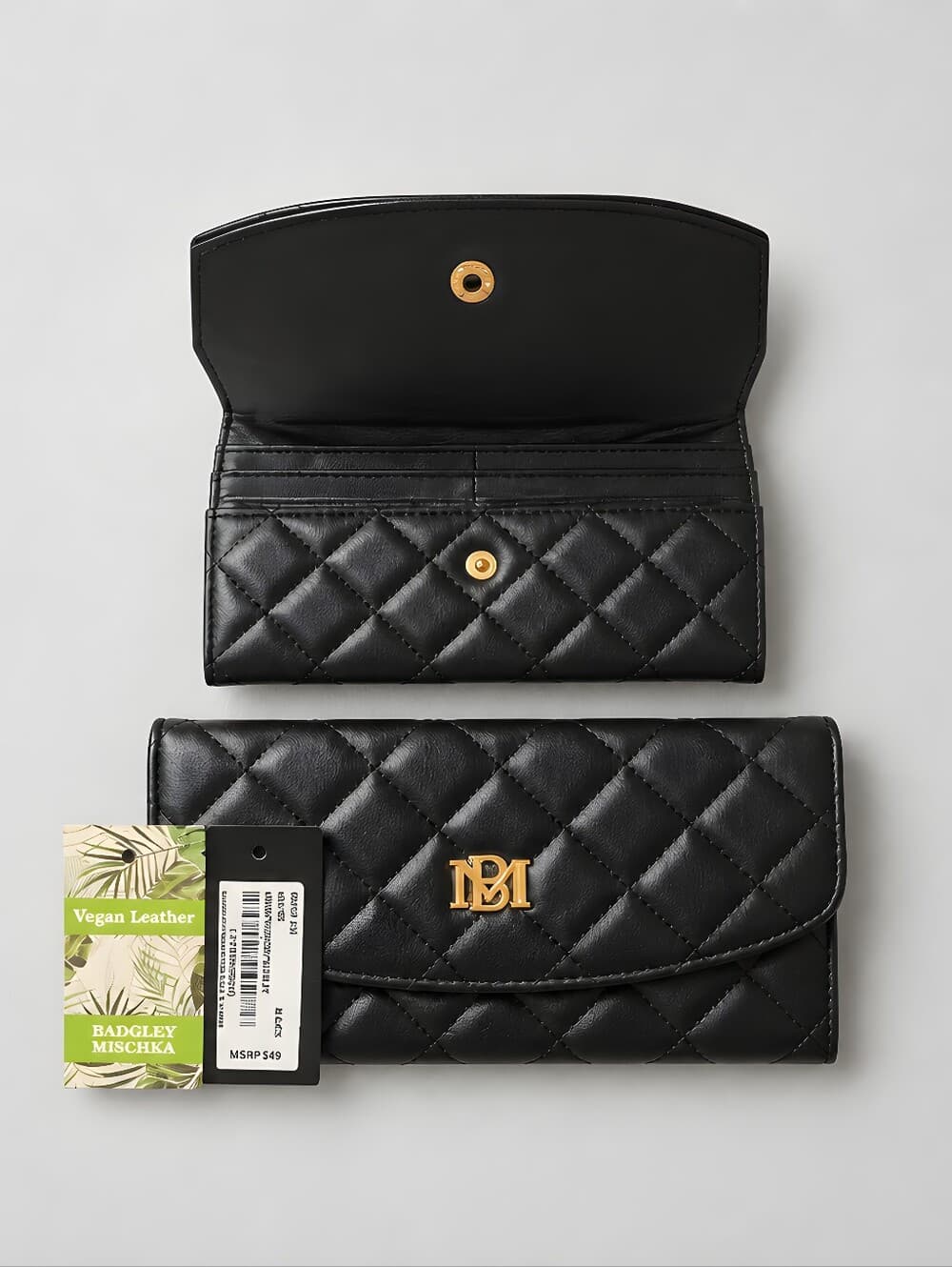 Badgley Mischka Quilted Black Clutch