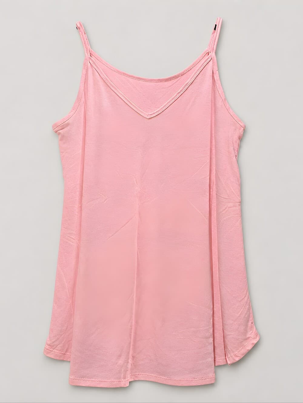 Zenana Pink V-Neck Camisole Adjustable Spaghetti Strap Knit Tank Top XL