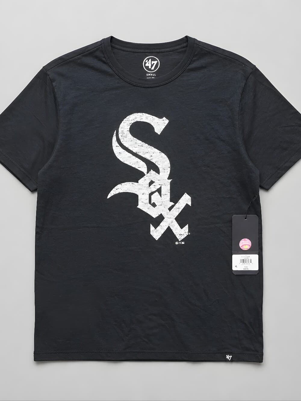 47 Brand Men's Black Tee with White Chicago Sox Logo
