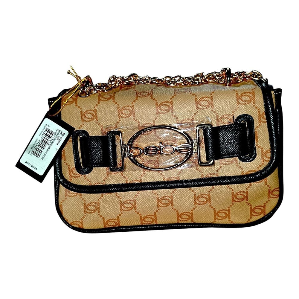 Bebe Leilani Printed Monogram Shoulder Bag Almond Black NWT