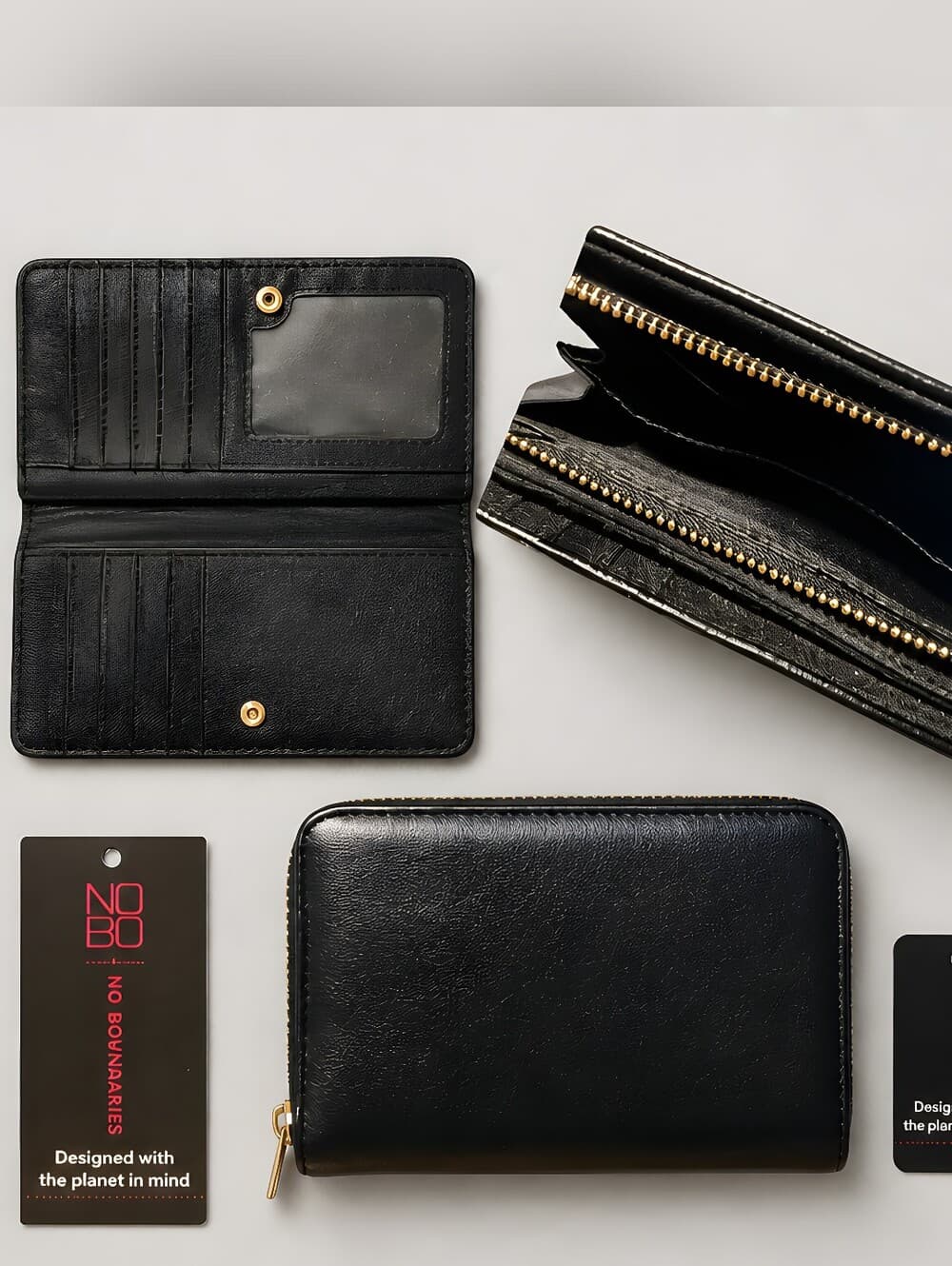 No Boundaries Black Wallet with Gold Accents