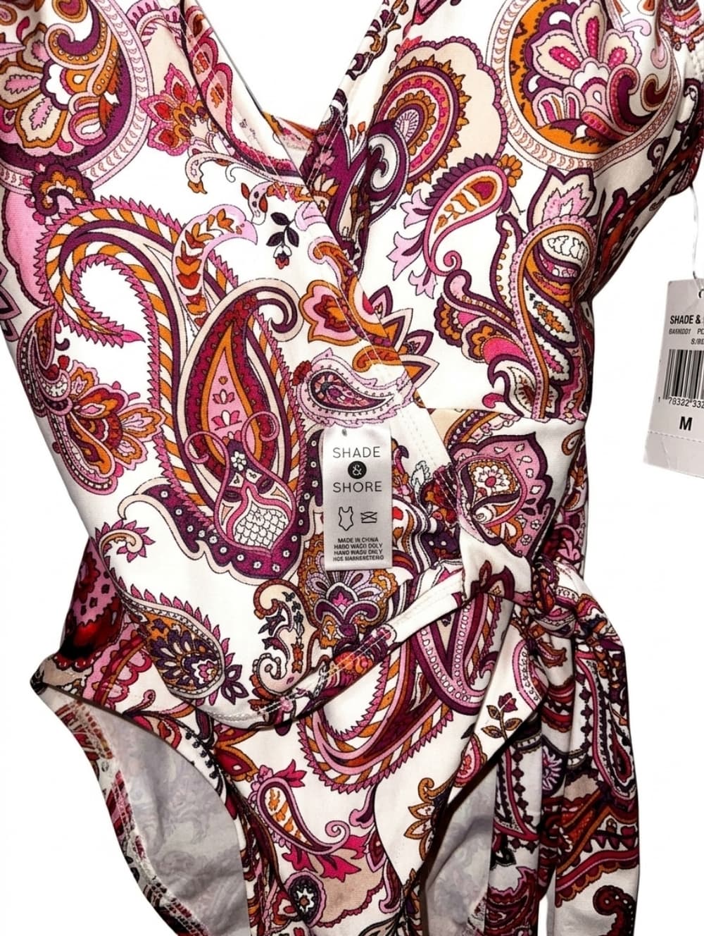 Shade & Shore Paisley One-Piece Swimsuit with Side Tie
