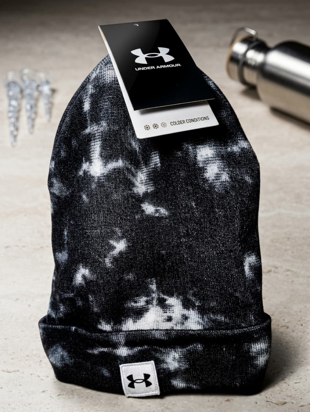 Under Armour Black & White Tie-Dye Cuffed Beanie