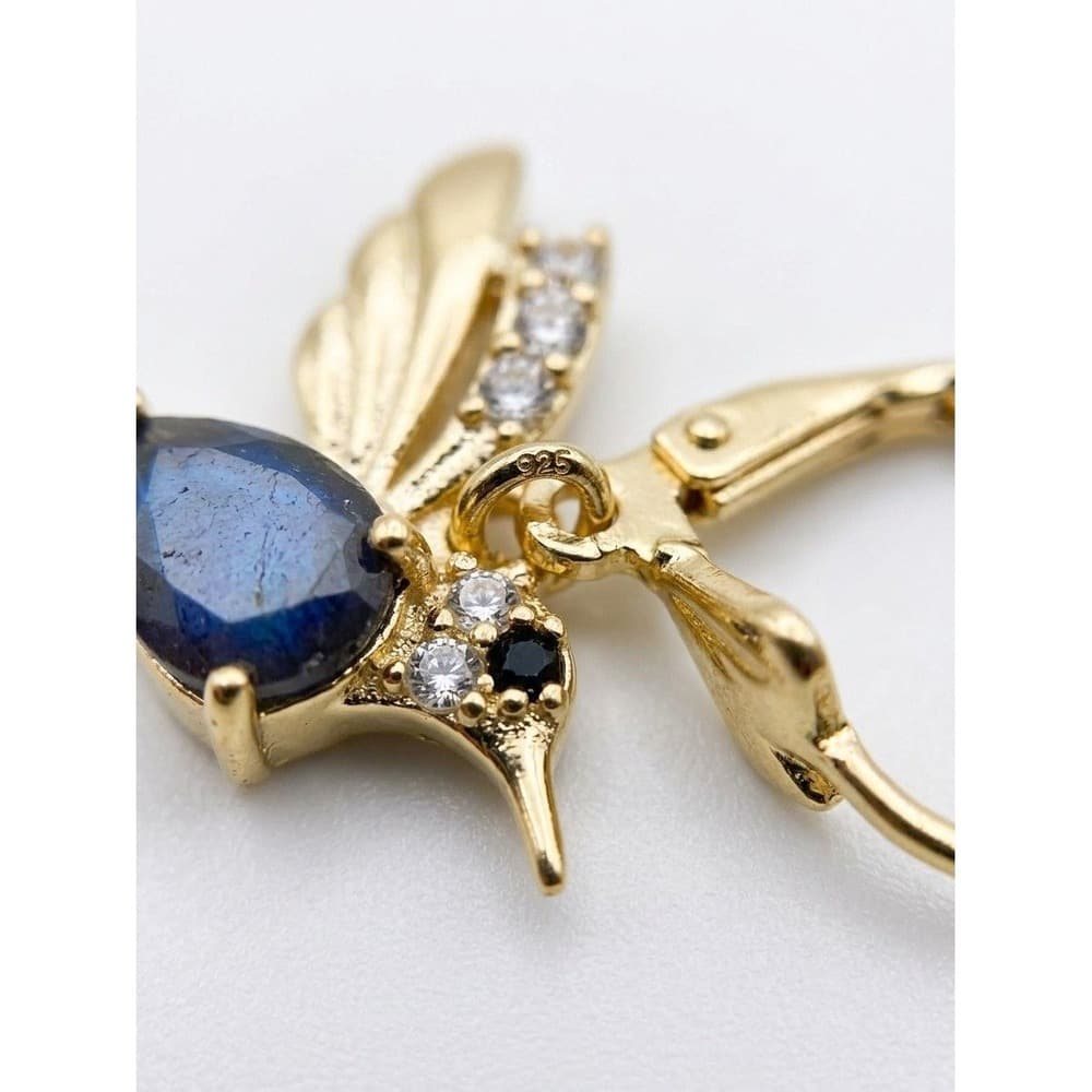 Gold-Tone Hummingbird Leverback Earrings Nature Inspired Jewelry