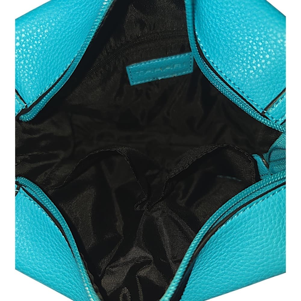 Tahari Charlie Crossbody Bag Aqua Blue Vegan Leather & Owl Charm NWT