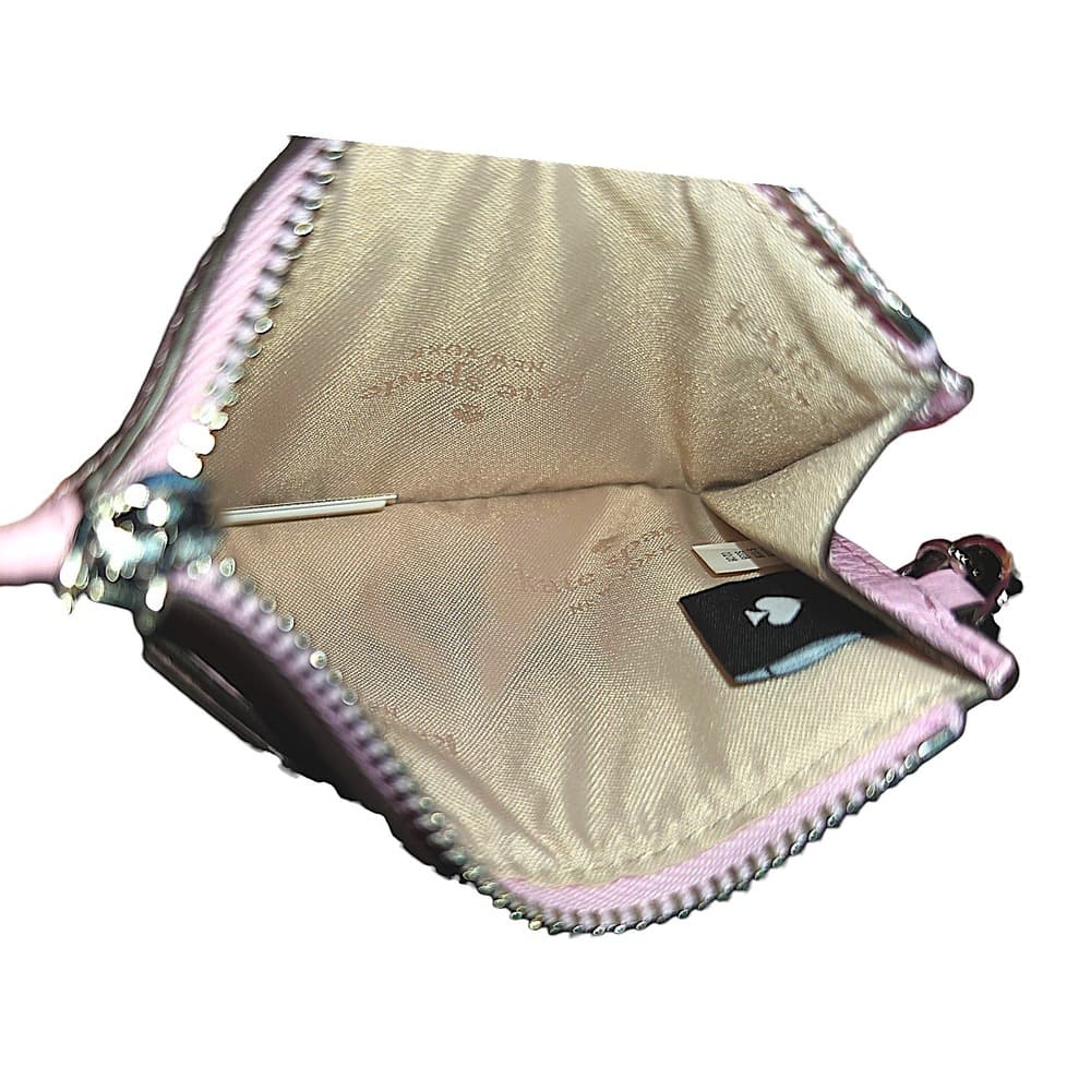 Kate Spade Staci Key Ring Card Case Dahlia Pink Pebbled Leather Pouch NEW