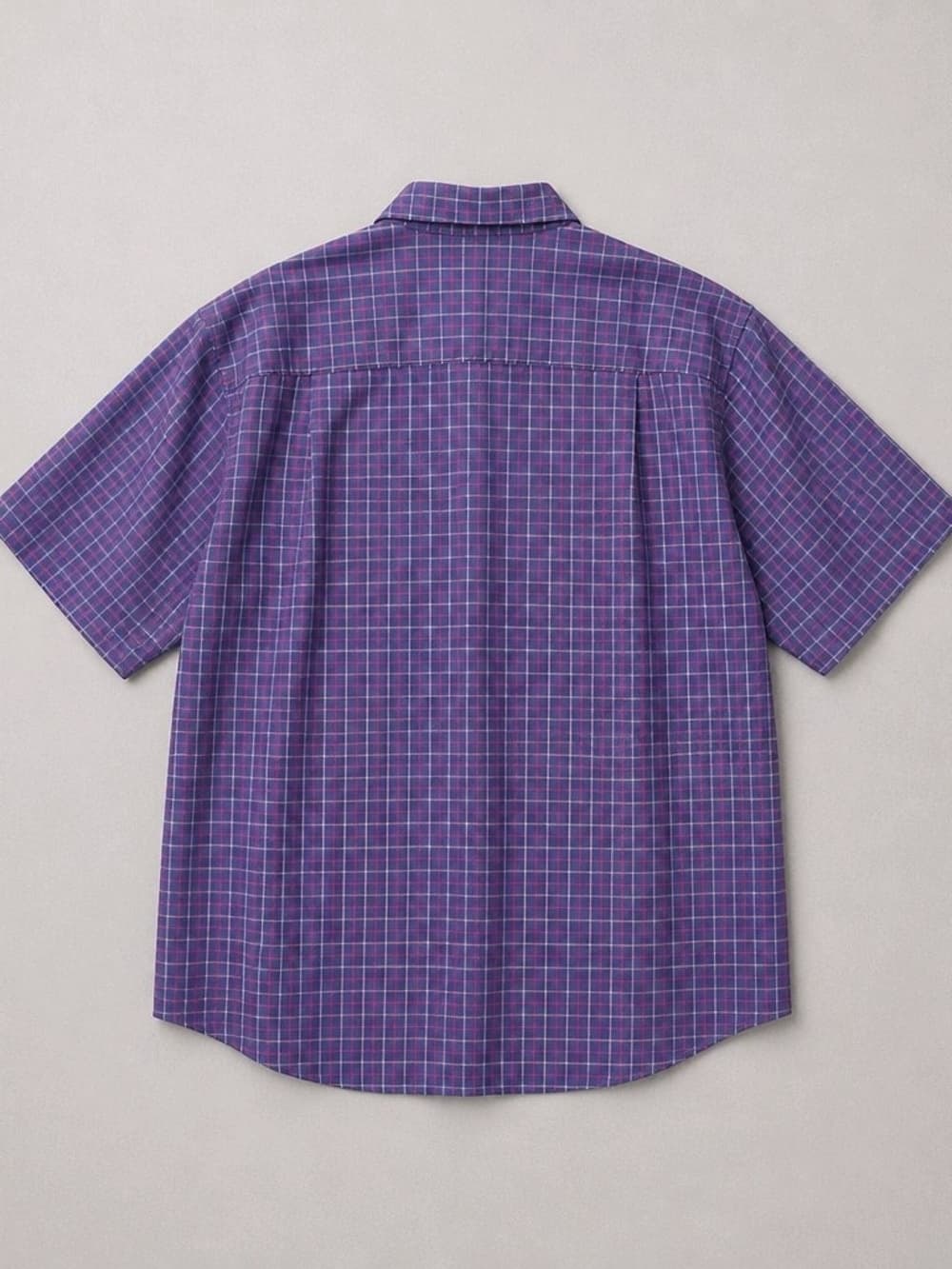 Austin Reed Purple Plaid Short-Sleeve Button-Down Shirt