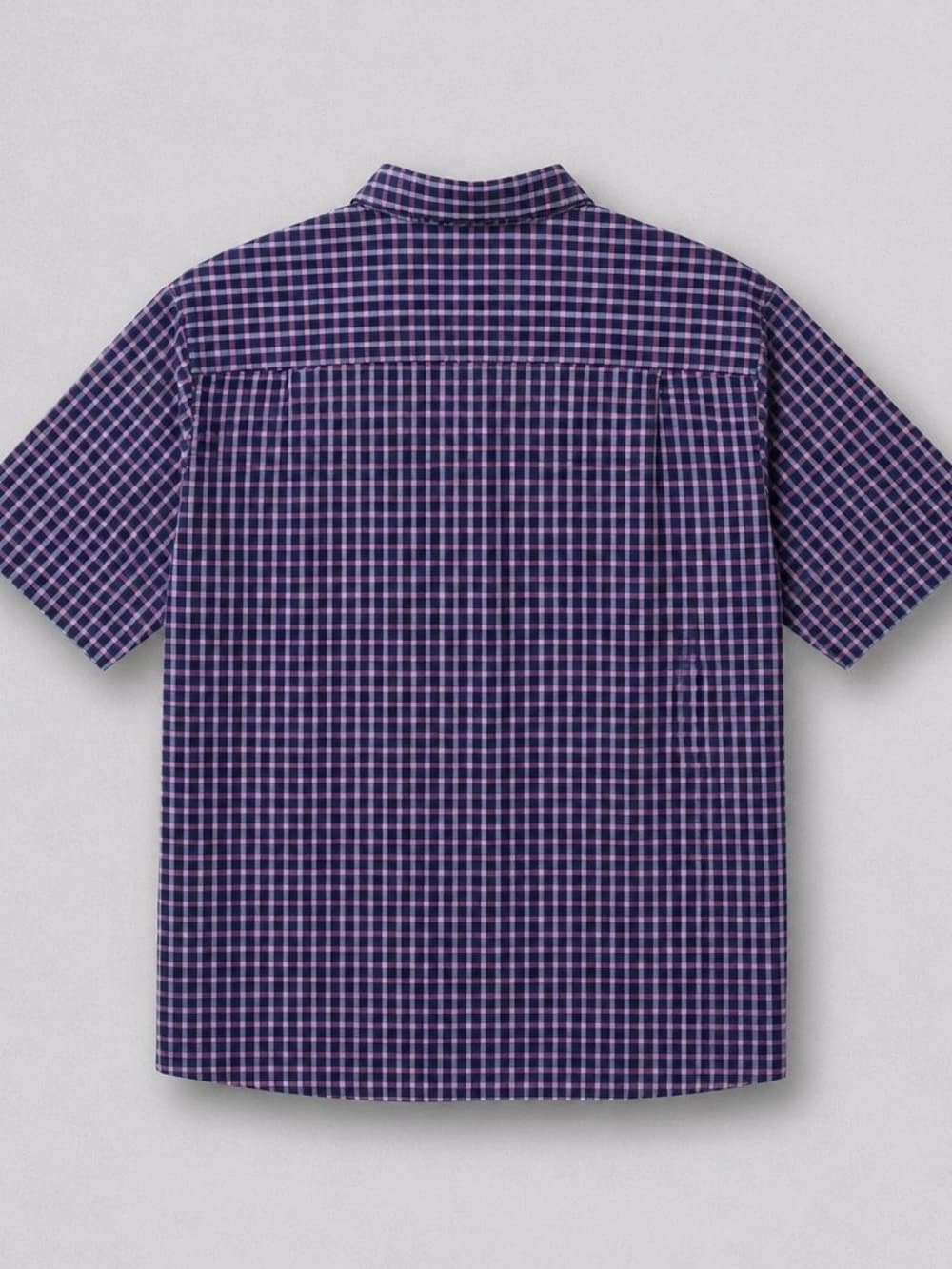 Austin Reed Short Sleeve Button-Down Check Shirt - Navy & Pink