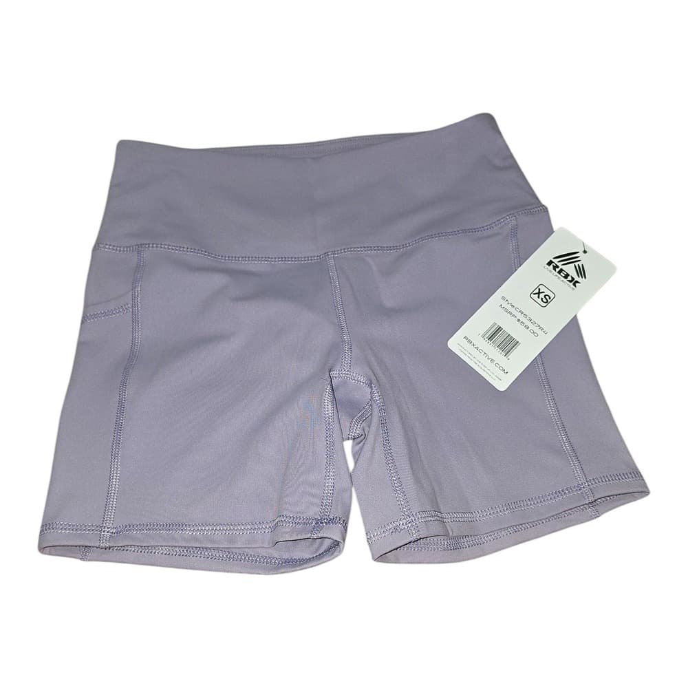 RBX Active Womens Lavender Purple High Waisted Biker Shorts Side Pockets XS NEW