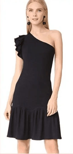 Rebecca Taylor Ruffle Sweater One-Shoulder Dress