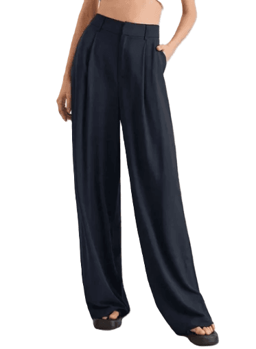 Commense Oversized High Waisted Pleat Front Trousers