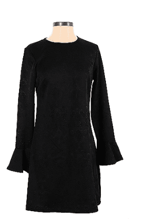 Libby Edelman Black Lace Print Ruffle Sleeve Dress