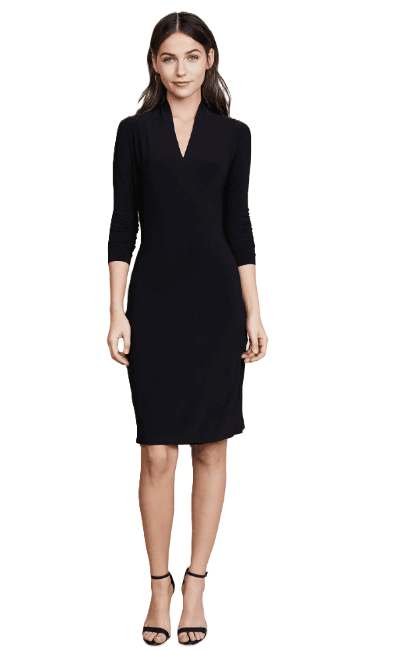 Norma Kamaili Black Long Sleeve Ruched Jersey Dress