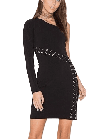 Parker Black One Shoulder Sheath Dress