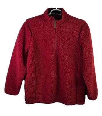 Girlie Girl Originals CC Women's Medium Red Sherpa 1/4 Zip Pullover