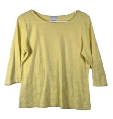 Liz Claiborne Women's Medium Yellow Short Sleeve Blouse