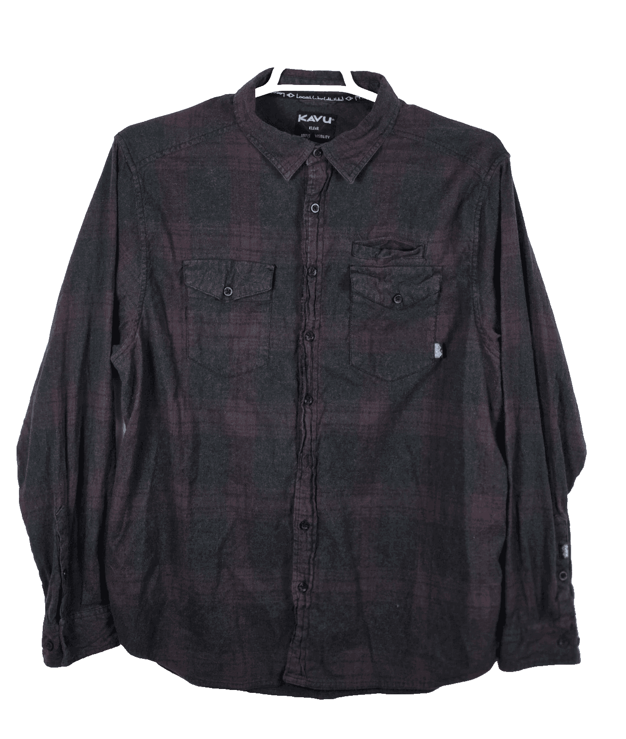 Kavu Men’s Size XL Red & Green Long Sleeve Flannel Shirt * Flawed *