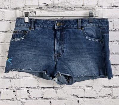 ED HARDY Women's Size 28 Distressed Retro Painted Denim Shorts