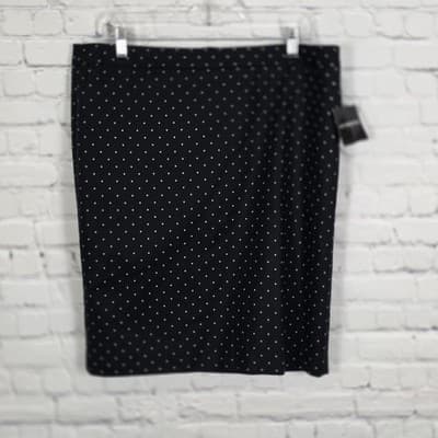 Liz Claiborne Women's Size 14 Black & White Polka Dot Lined Skirt