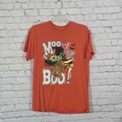 Girlie Girl Originals Medium Orange "Moo Boo" Short Sleeve T-Shirt
