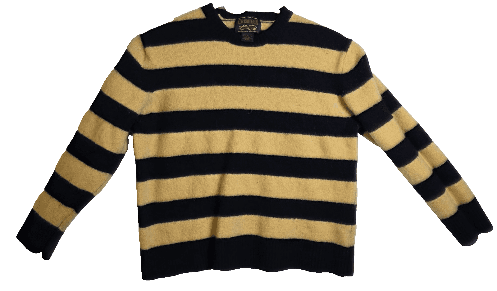 Daniel Cremieux Youth Blue & Yellow Striped Wool Sweater XXL /TTG With Flaws